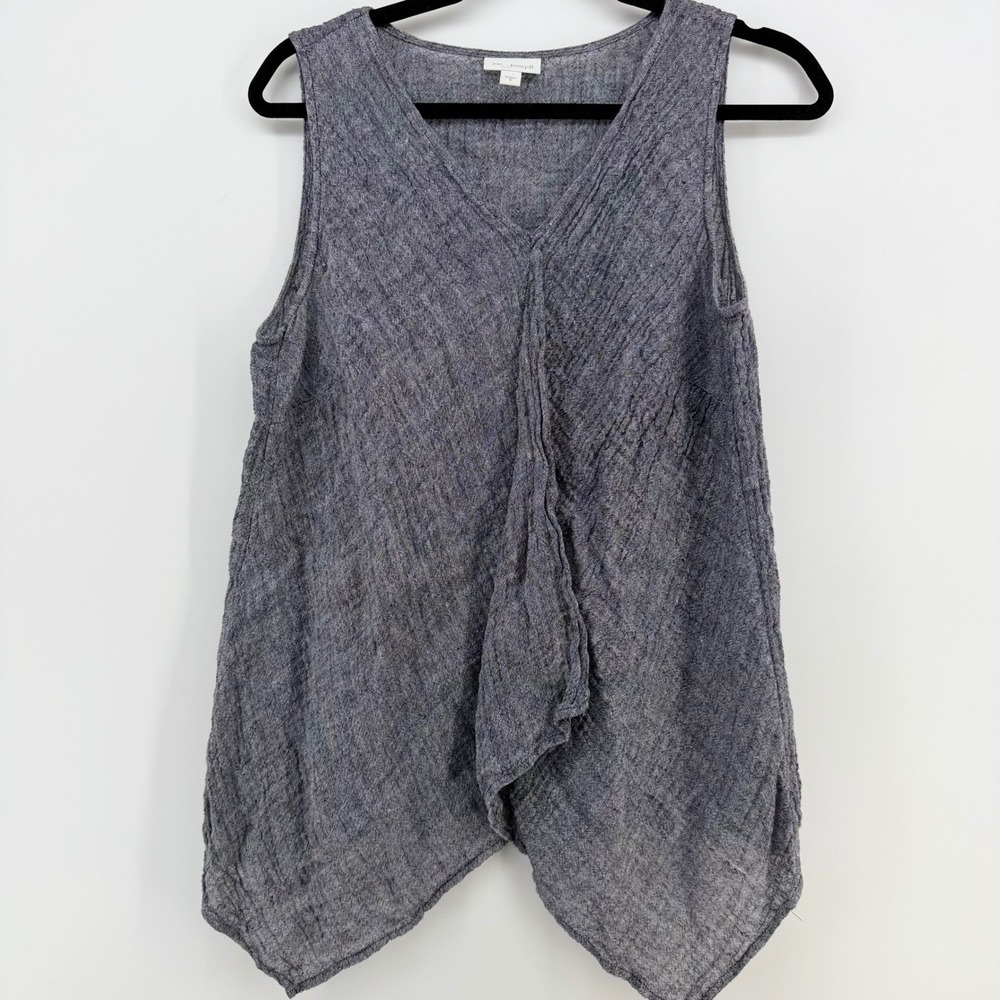 Pure Jill J. Jill Linen Tunic Top Small‎ Gray Blue Asymmetrical Lagenlook Tank